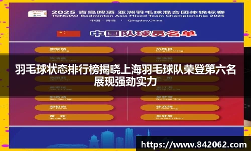 羽毛球状态排行榜揭晓上海羽毛球队荣登第六名展现强劲实力